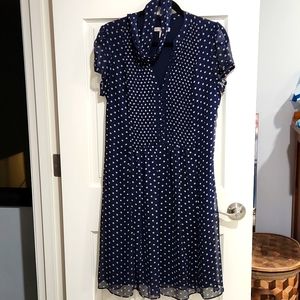 Blue polka-dot flowy dress